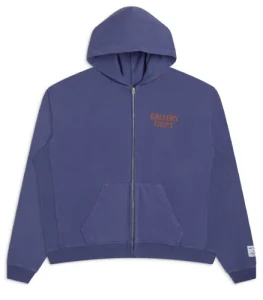 Gallery Dept 90's Full Zip Purple Hoodie front view with vintage styling