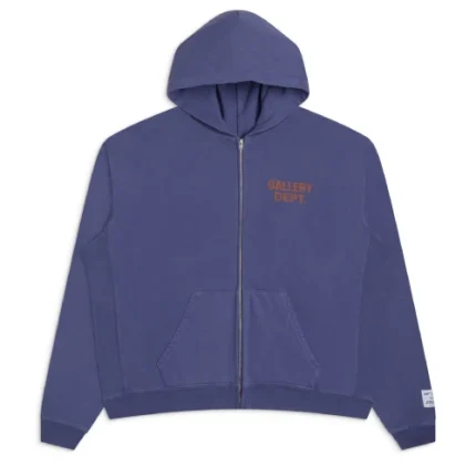 Gallery Dept 90's Full Zip Purple Hoodie front view with vintage styling