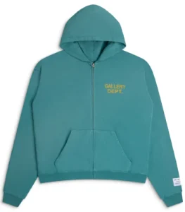 GALLERY Dept 90's Full Zip Teal Green Hoodie front view