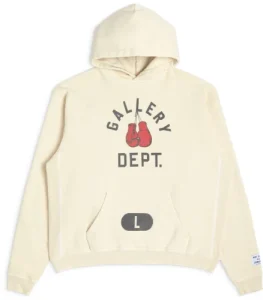 Gallery Dept Boxing Merch Cream Hoodie front graphic