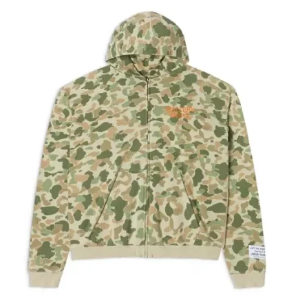 Gallery Dept Frog Camo 90's Full Zip Hoodie front camouflage design