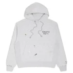 Gallery Dept Light Grey Paint Logo Hoodie front with artistic logo