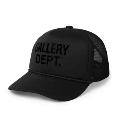 Gallery Dept Logo Trucker Black Cap front view with embroidered logo