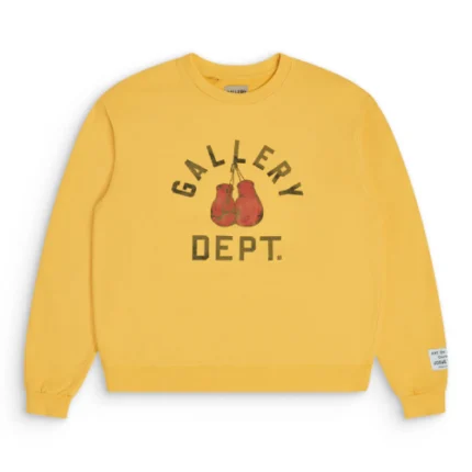 Gallery Dept Boxing Merch Sweatshirt Mustard Yellow front view