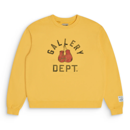 Gallery Dept Boxing Merch Sweatshirt Mustard Yellow Gallery Dept Boxing Merch Sweatshirt Mustard Yellow front view