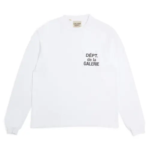 Gallery Dept French L-S Pocket Tee Shirt White (1) Gallery Dept French long sleeve pocket tee white front