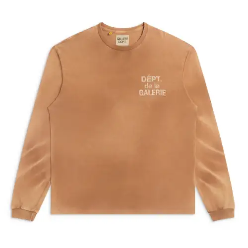Gallery Dept French L-S Tee Shirt Camel Brown (2) Gallery Dept French long sleeve tee camel brown front view