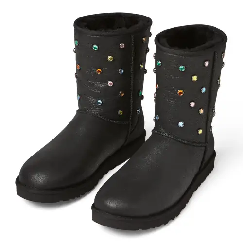 Gallery Dept Ugg Classic Short Black Leather (2) Gallery Dept UGG Classic Short Black Leather front view