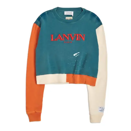 Gallery Dept X Lanvin Cropped Crewneck Women’s Teal Blue (2) : Gallery Dept X Lanvin Cropped Crewneck Women’s Teal Blue front view