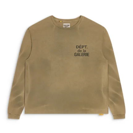 Gallery Dept French long sleeve tee shirt brown front view